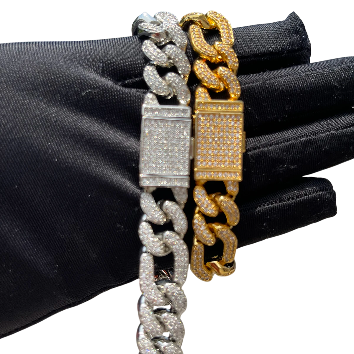 Iced Out Frost Figaro Cuban Link Bracelet