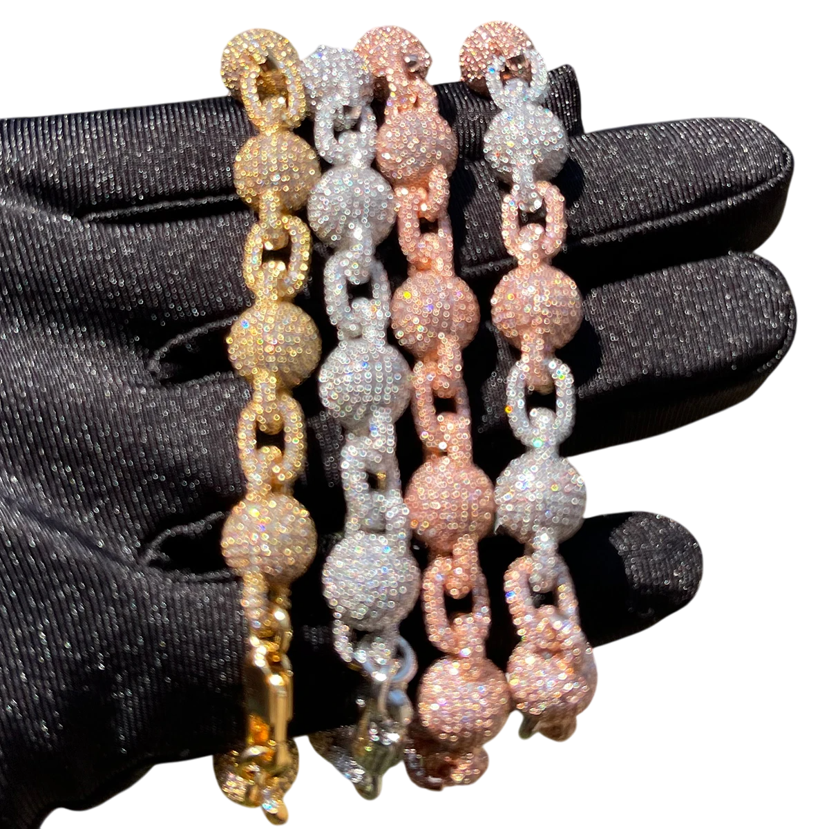 Iced Out Beads Cuban Link Bracelet