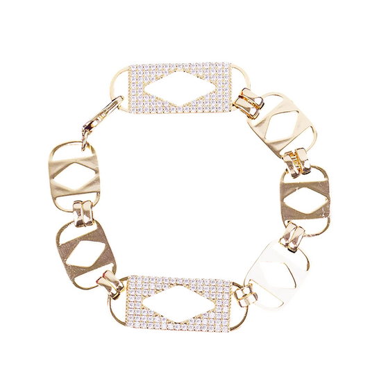 Iced Out Box Pattern Cuban Link Bracelet