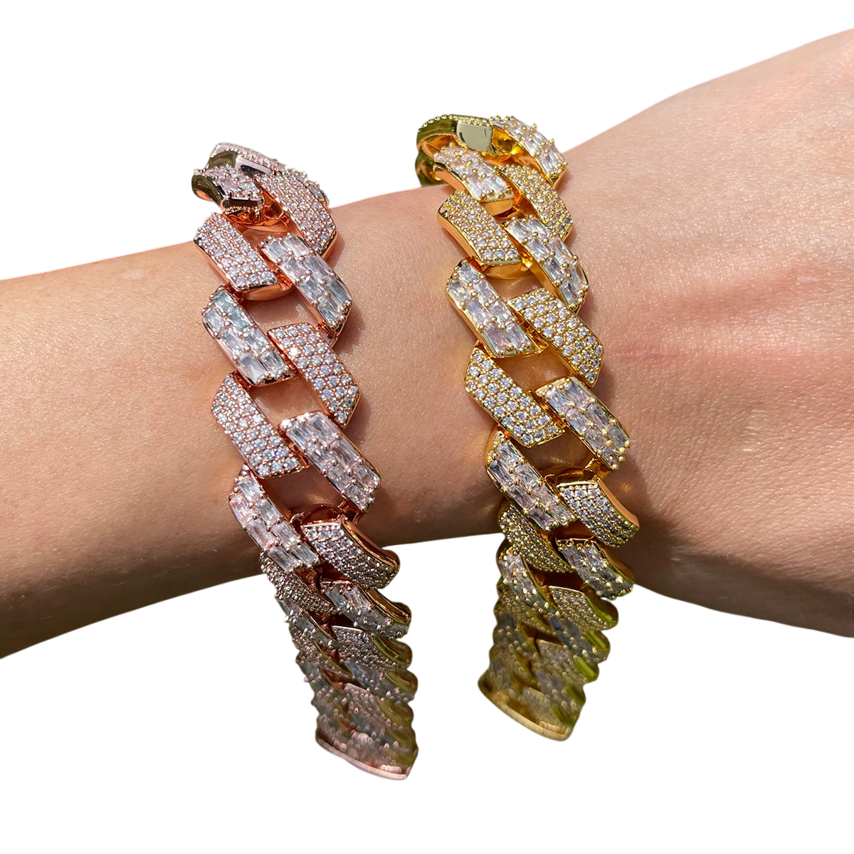 Iced Out Elite Two-Tone Cuban Link Bracelet