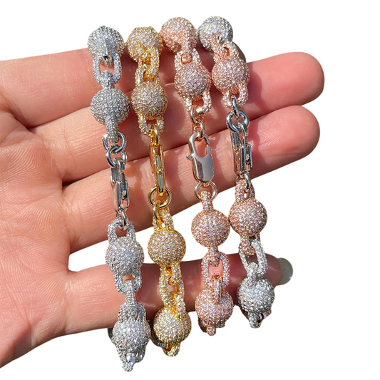 Iced Out Beads Cuban Link Bracelet