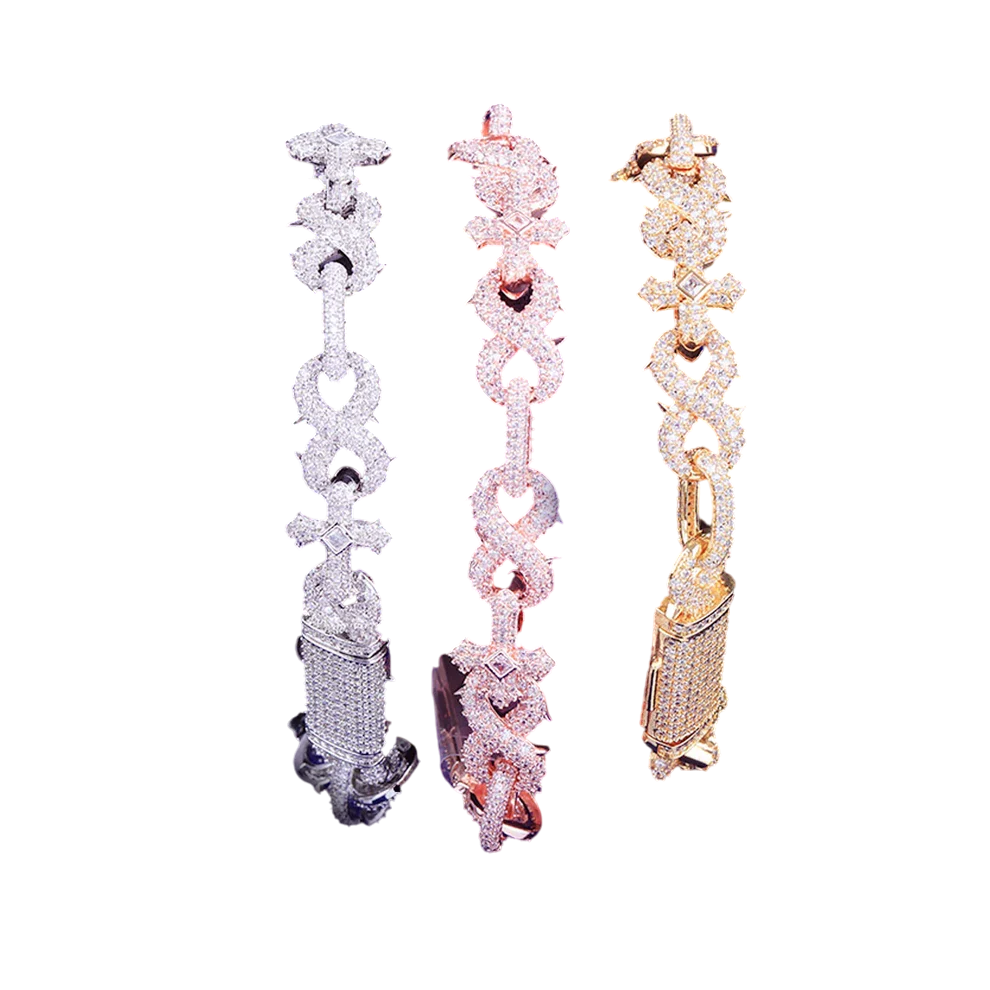Iced Out Infinity Cross Cuban Bracelet // 12MM