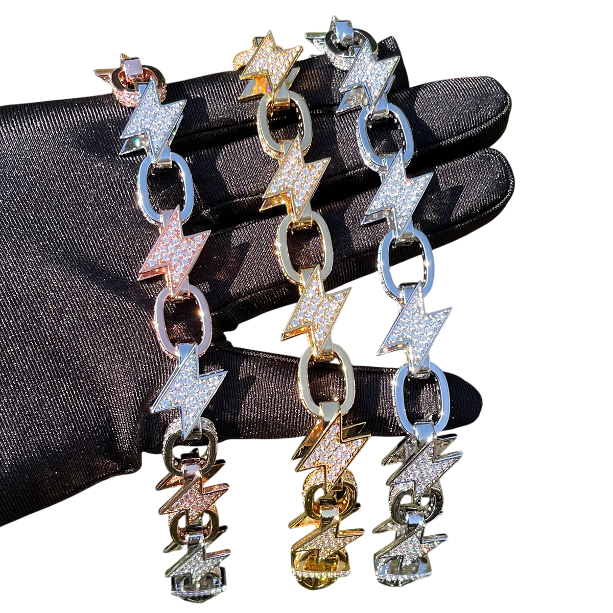 Iced Out Lightning Bolt Cuban Link Bracelet