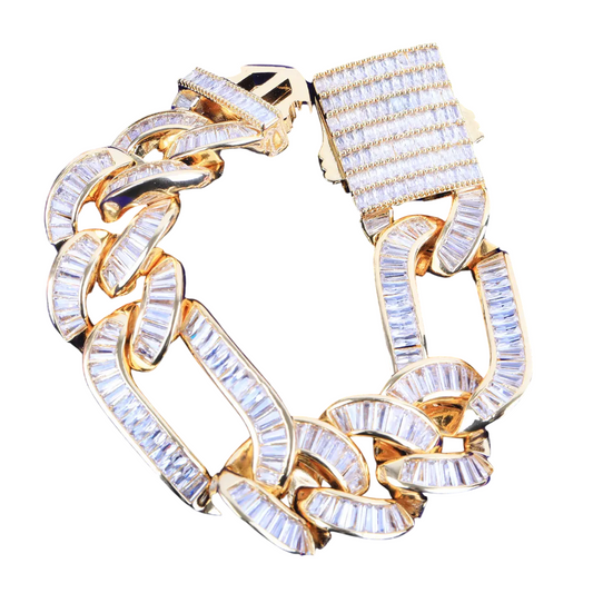 Iced Out Baguette Figaro Cuban Link Bracelet