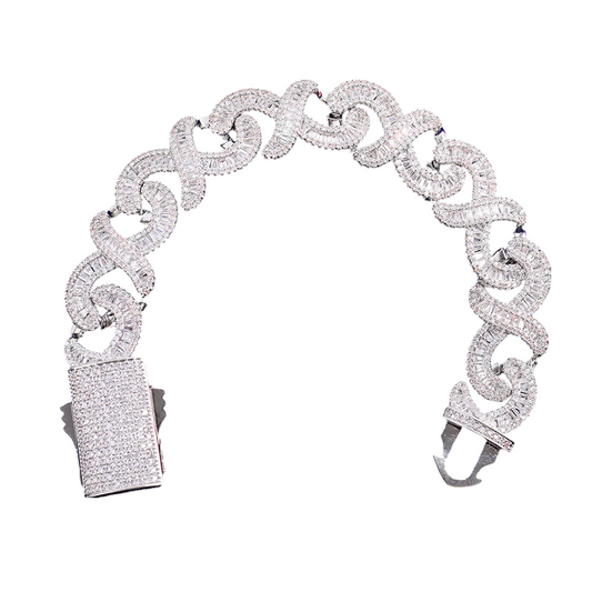 Iced Out Infinity Waves Baguette Bracelet