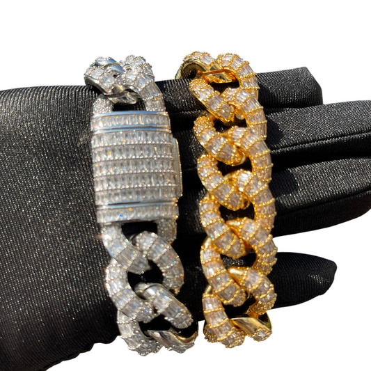 Iced Out Gold & Silver Elite Baguette Cuban Bracelet