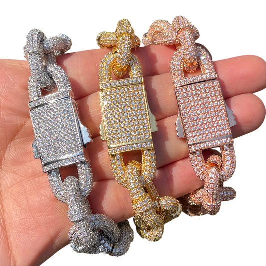 Iced Out Box Centerpiece Cuban Bracelet