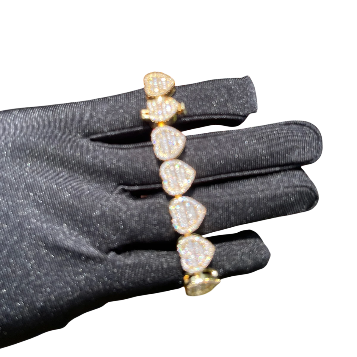 Iced Out Loving Baguette Luxury Heart Links Bracelet