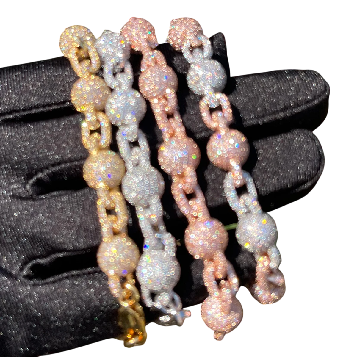 Iced Out Beads Cuban Link Bracelet