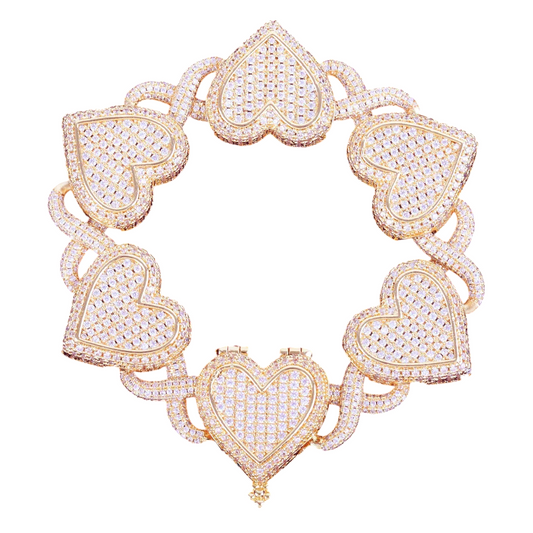 Iced Out Infinity Hearts Cuban Link Bracelet