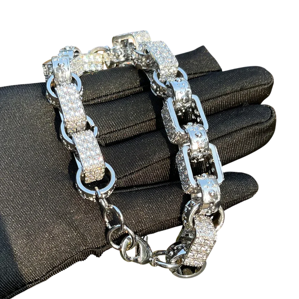 Iced Out Crystal Studded Cuban Bracelet