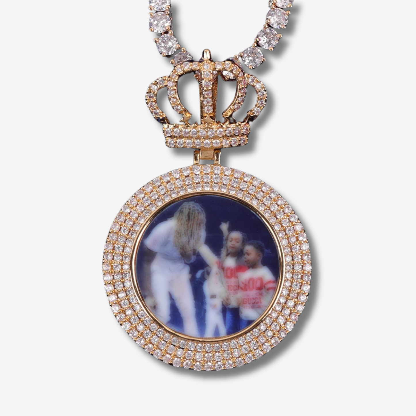 CUSTOM ICED ROYALTY CROWN PHOTO PENDANT
