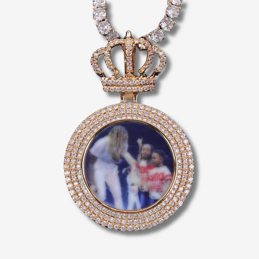 CUSTOM ICED ROYALTY CROWN PHOTO PENDANT