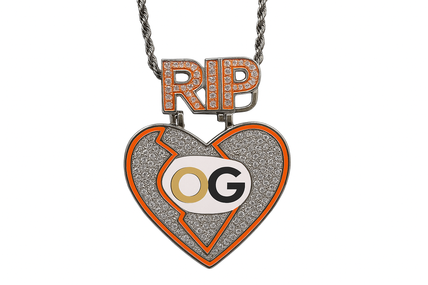 Custom Iced Out Broken Heart RIP Photo Pendant
