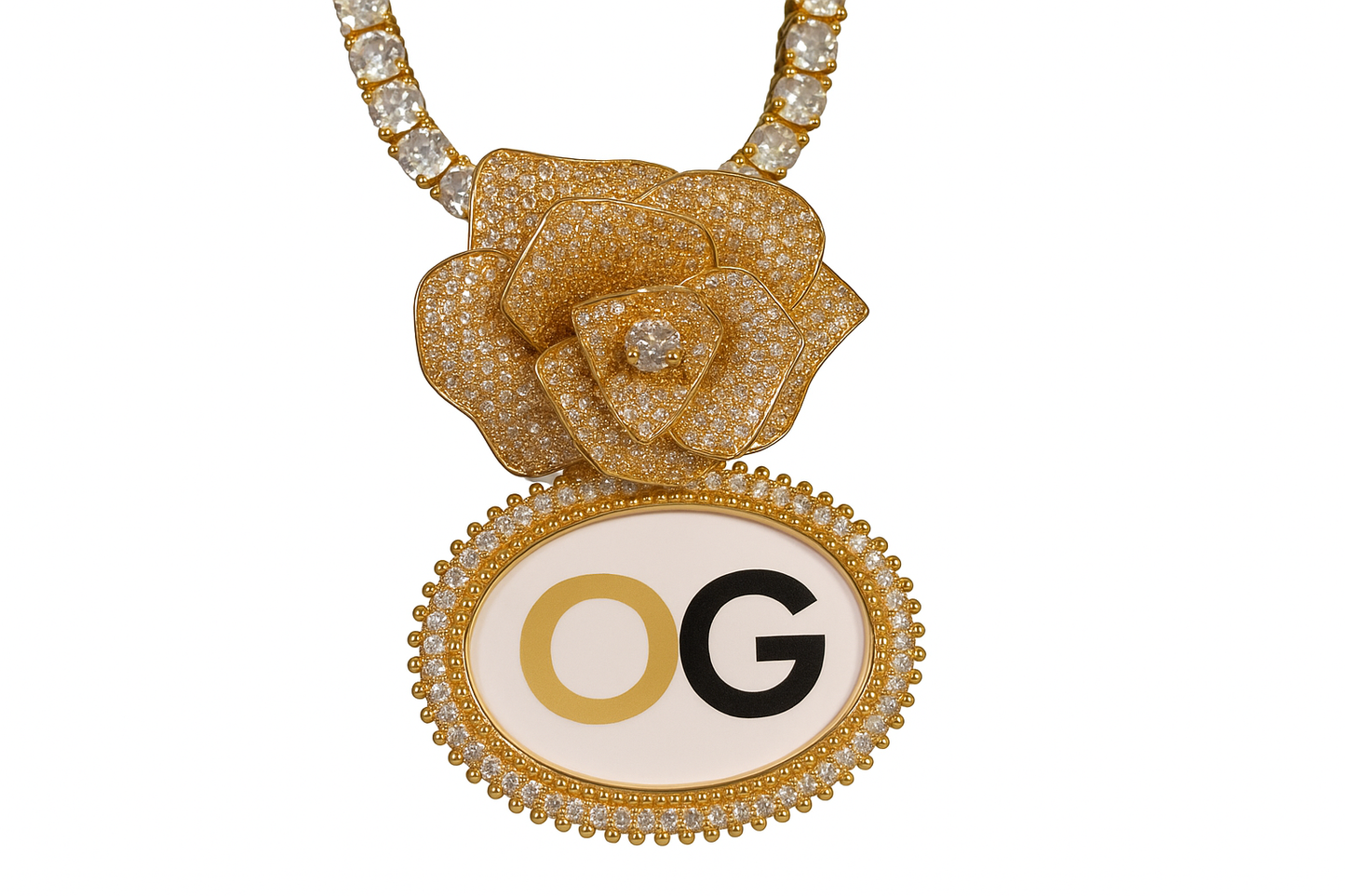 Custom Iced Out Rose Bail Medallion Photo Pendant