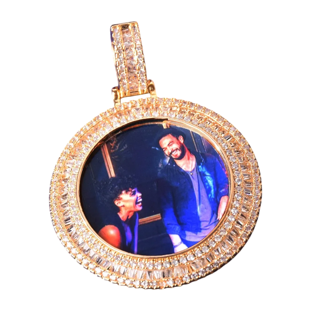 Custom Iced Out Baguette Charm Picture Pendant