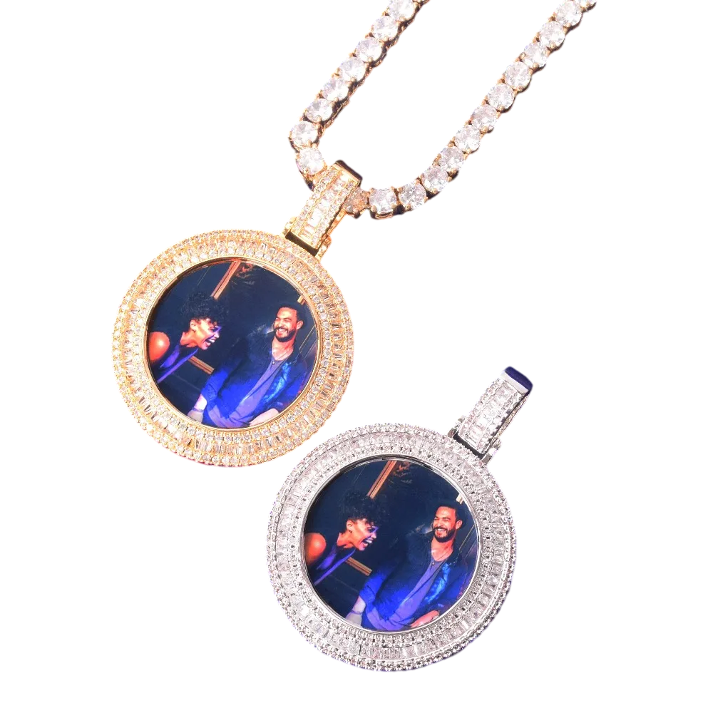 Custom Iced Out Baguette Charm Picture Pendant