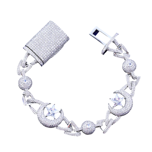 Iced Out Galaxy Boss Moon & Star Cuban Bracelet