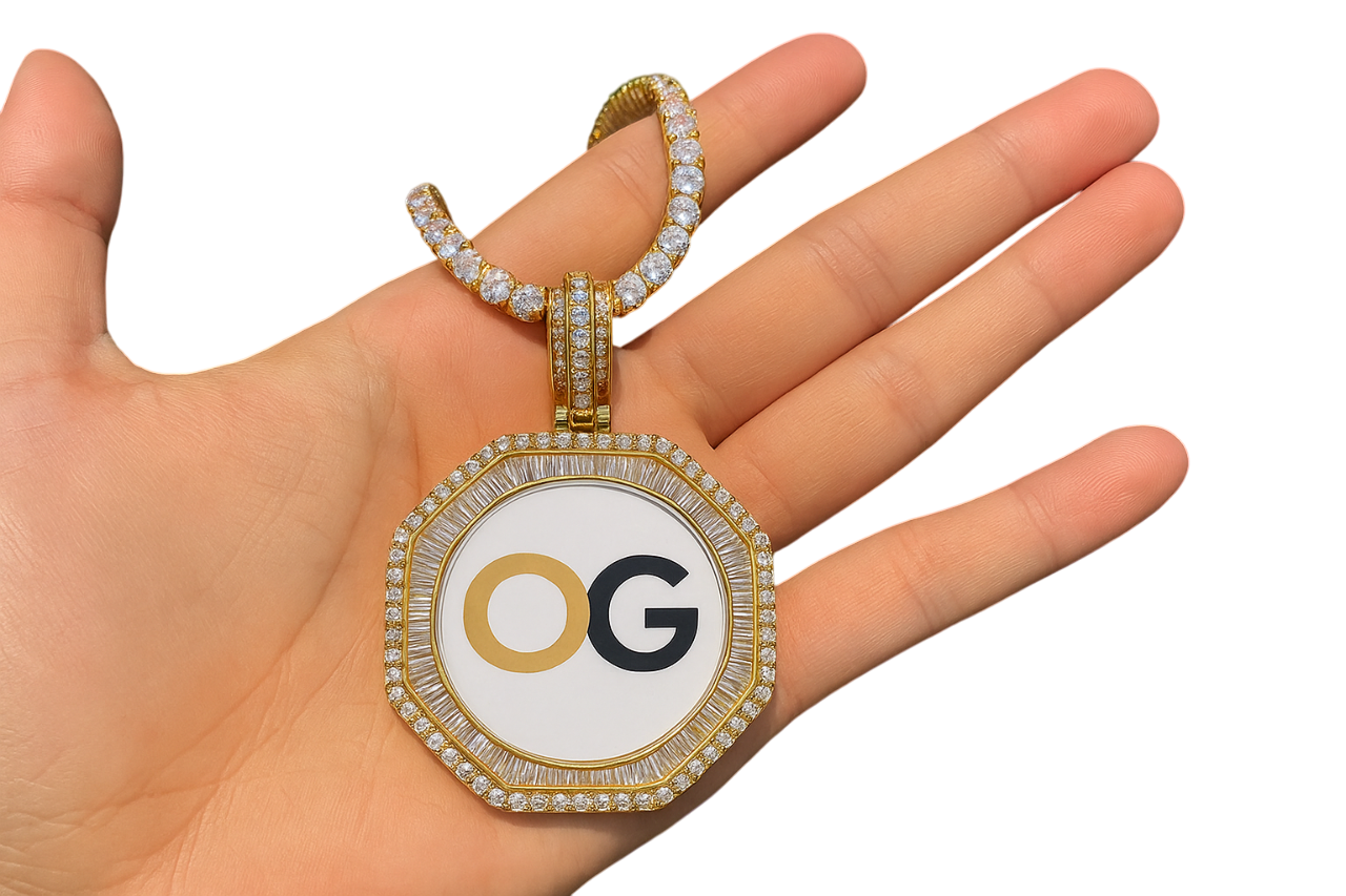Custom Iced Out Polygon Photo Pendant