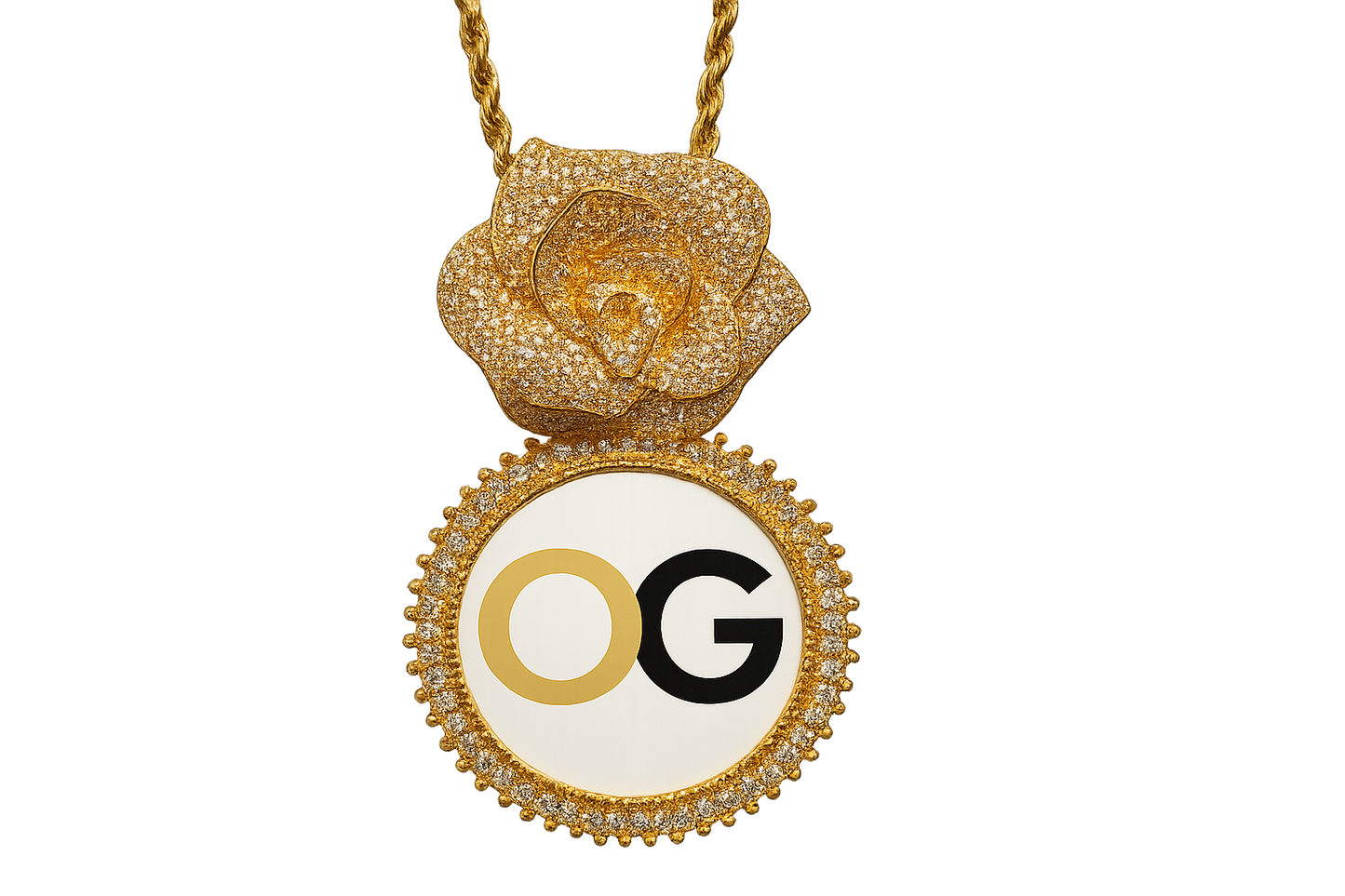Custom Iced Out Rose Bail Medallion Photo Pendant