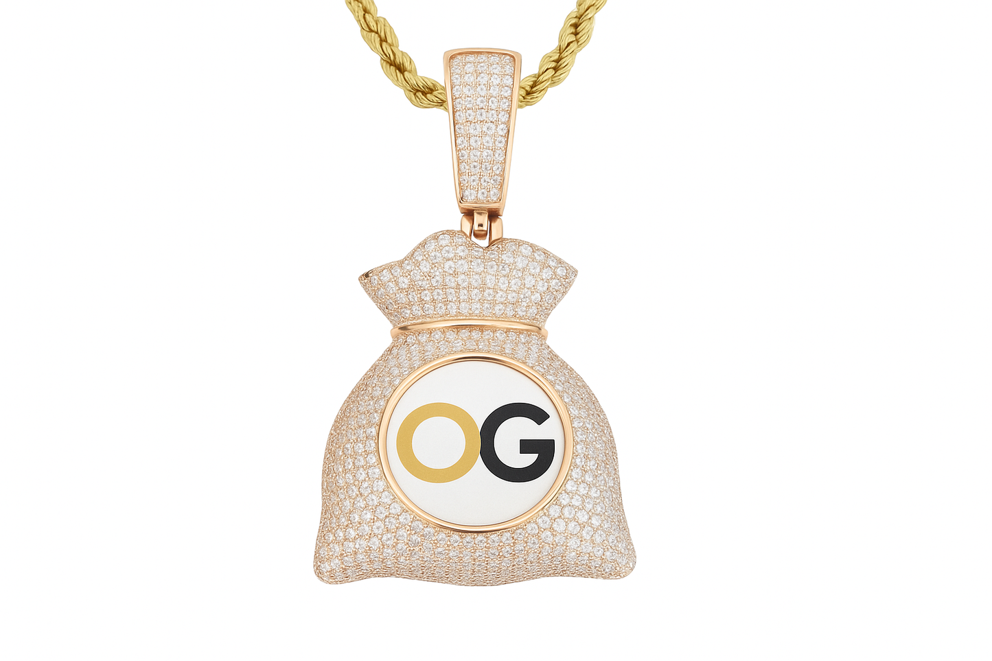 Custom Iced Out Money Bag Photo Pendant