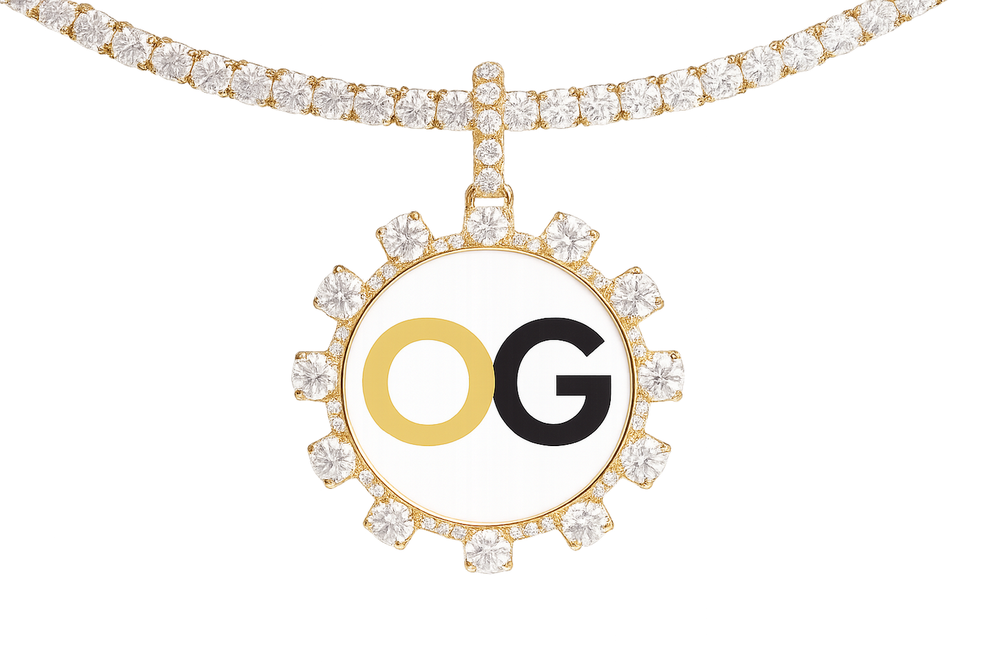 Custom Iced Out Baguette Style Round Photo Pendant
