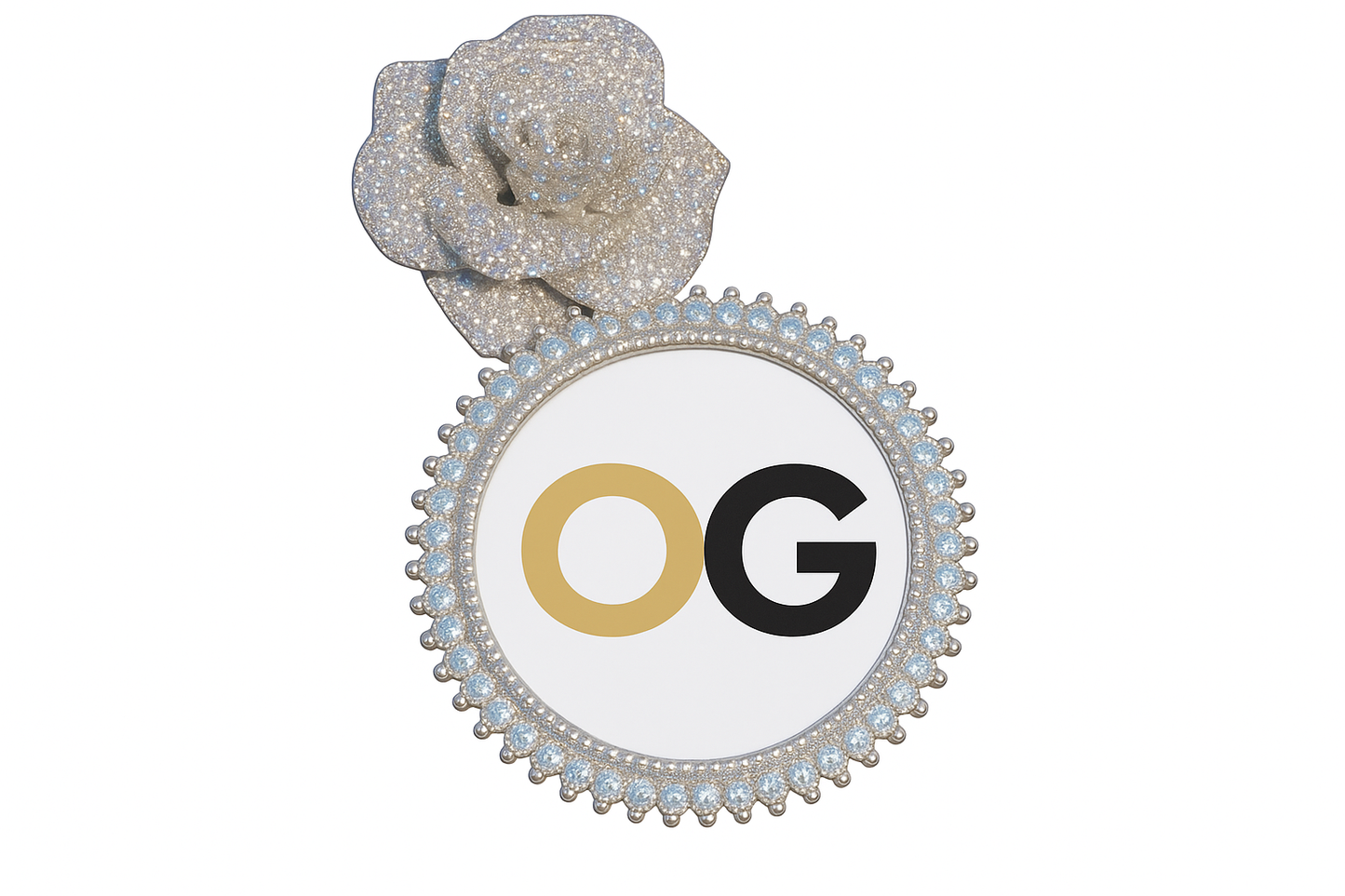 Custom Iced Out Rose Bail Medallion Photo Pendant