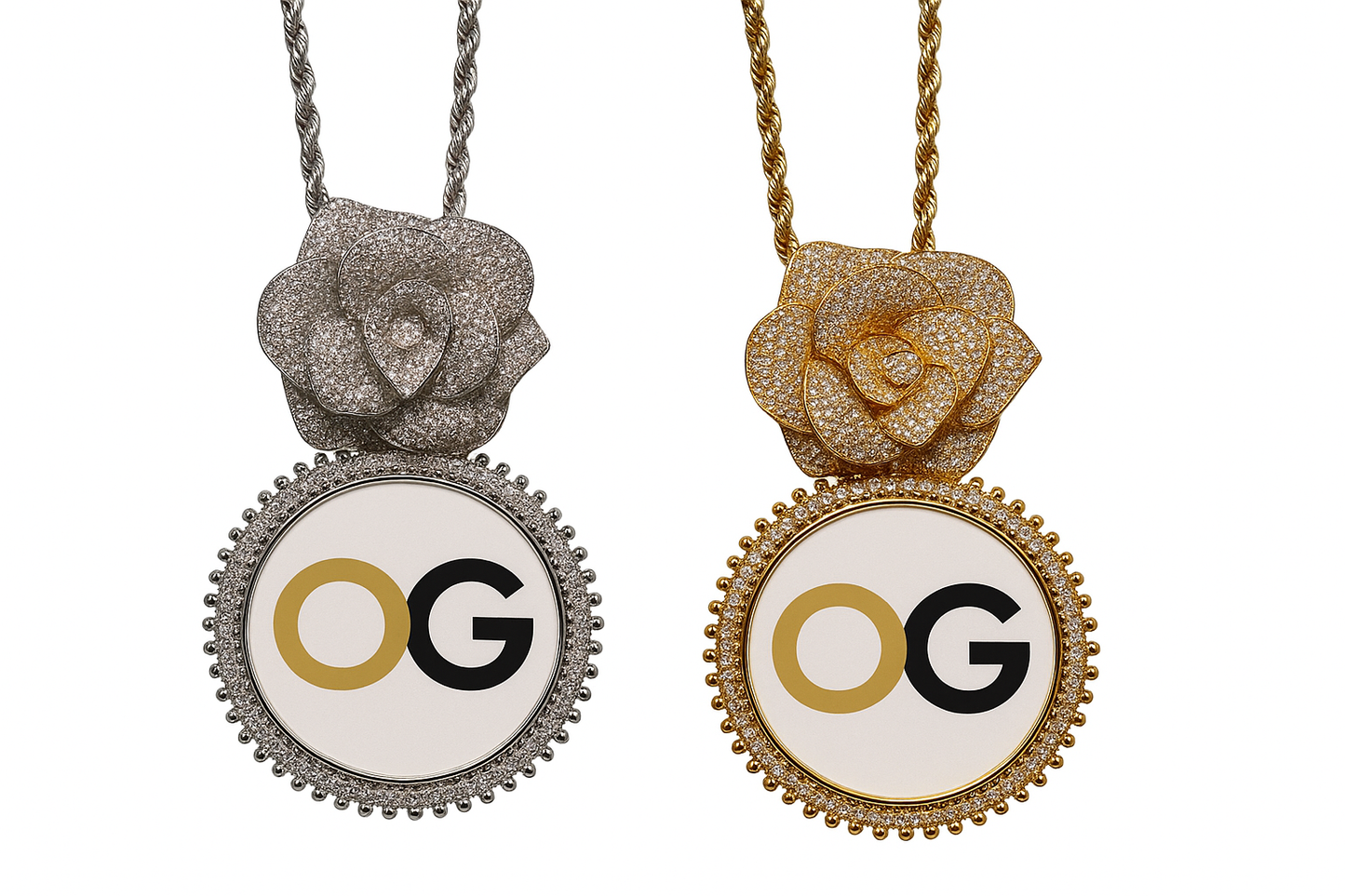 Custom Iced Out Rose Bail Medallion Photo Pendant