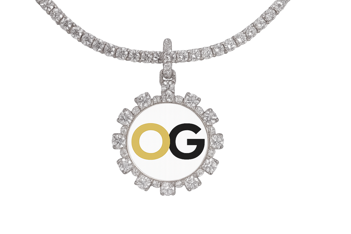 Custom Iced Out Baguette Style Round Photo Pendant