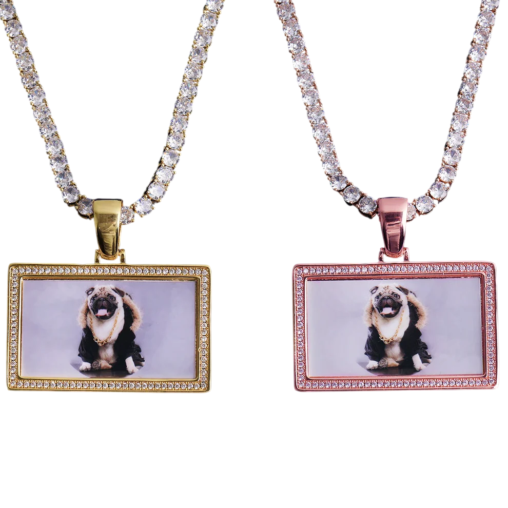 Custom Iced Out Rectangle Picture Pendant