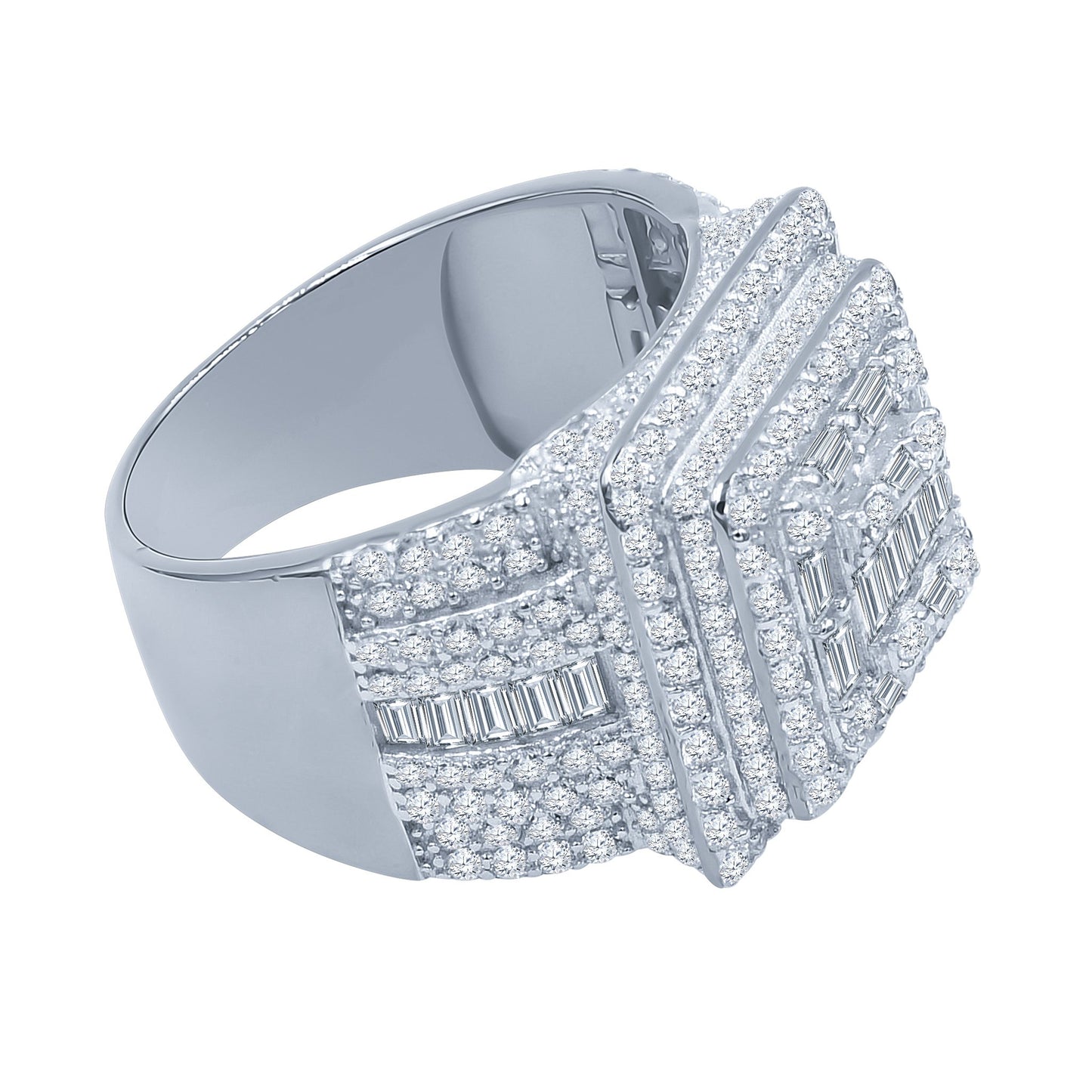 DOUBLE BOUNDARY SQUARE RING // ICED OUT WHITE GOLD