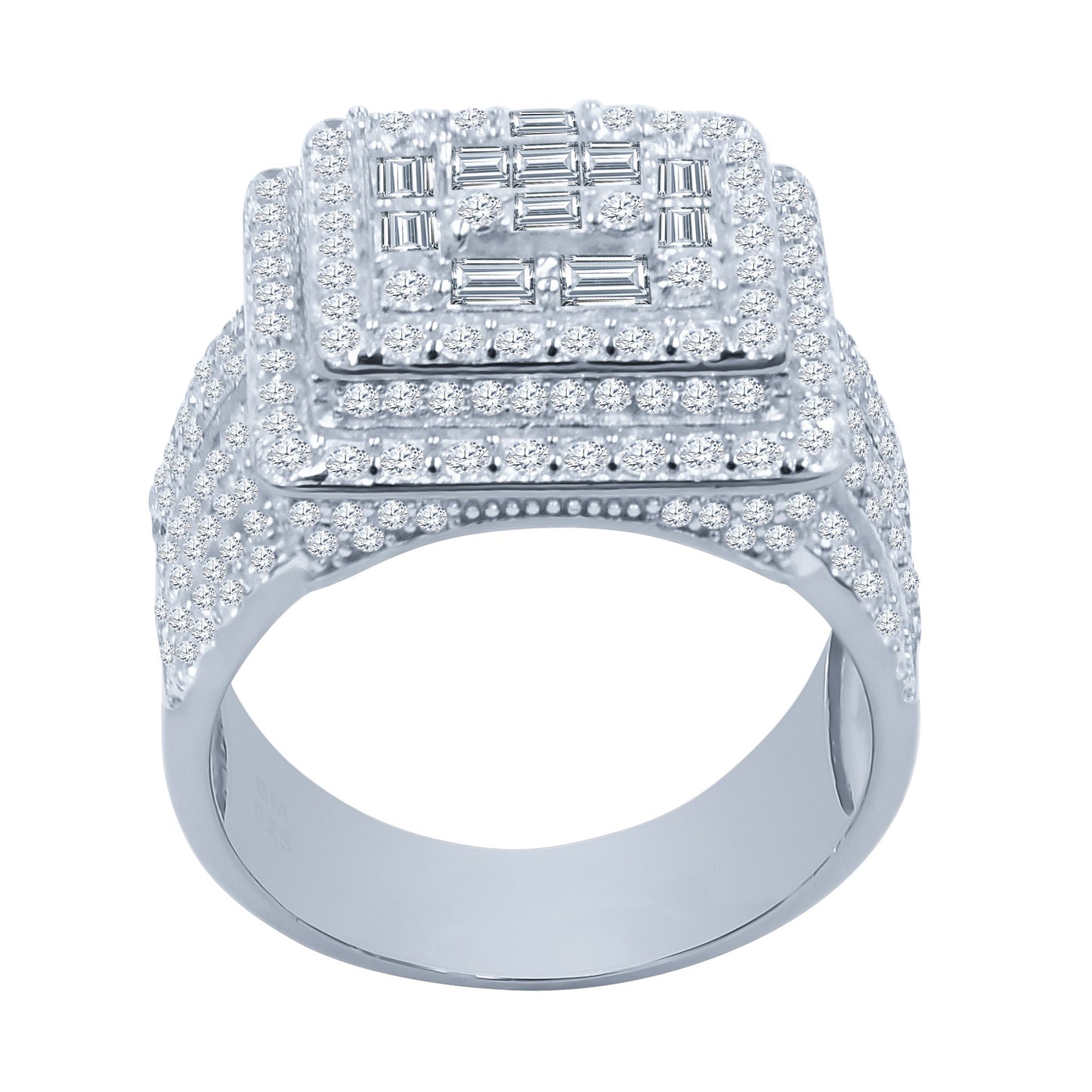 DOUBLE BOUNDARY SQUARE RING // ICED OUT WHITE GOLD