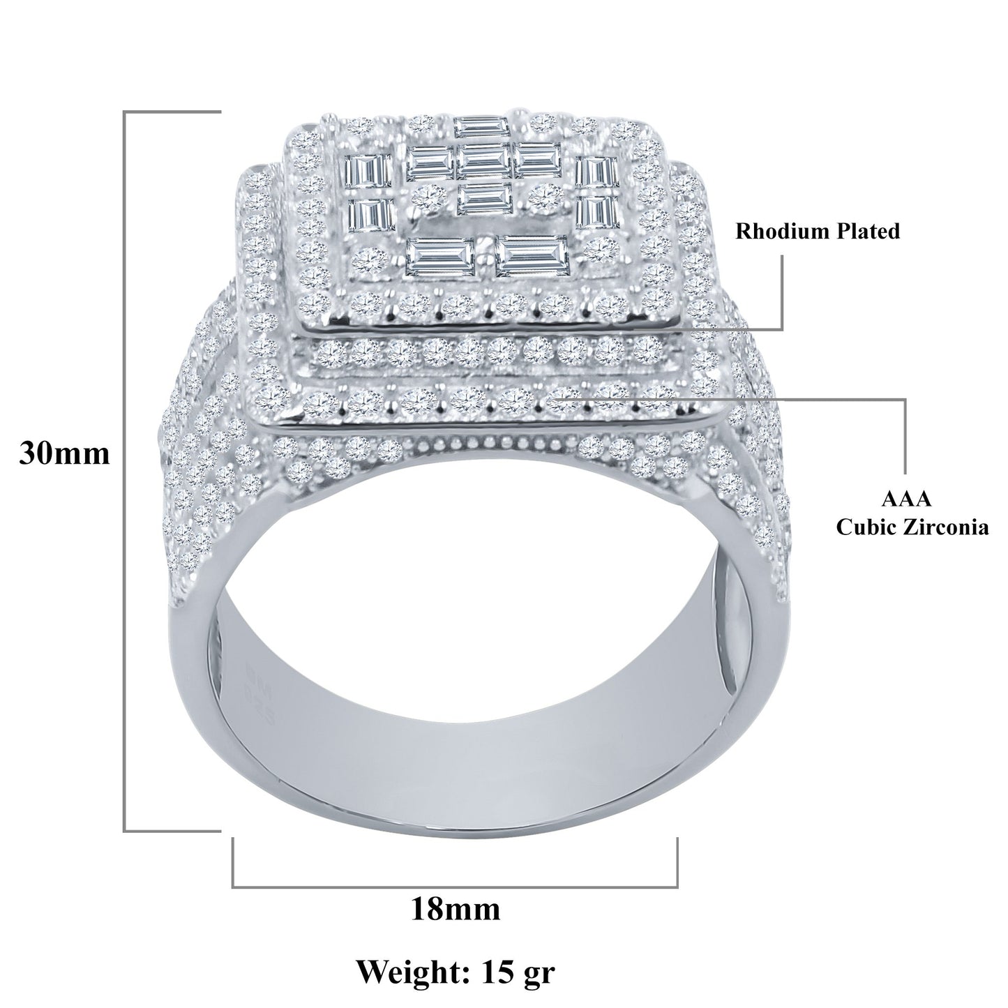 DOUBLE BOUNDARY SQUARE RING // ICED OUT WHITE GOLD