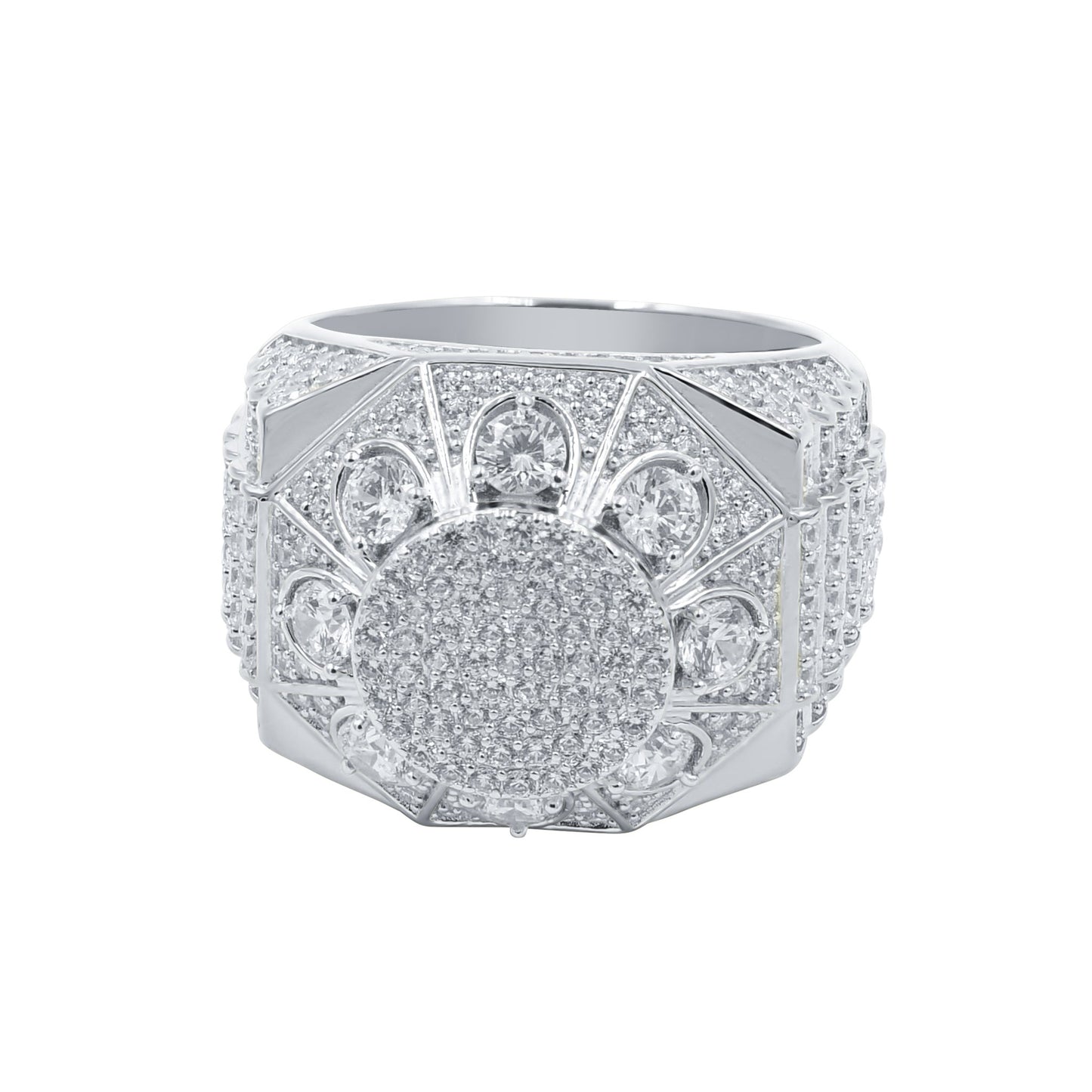 PENTAGON RING // ICED OUT WHITE GOLD