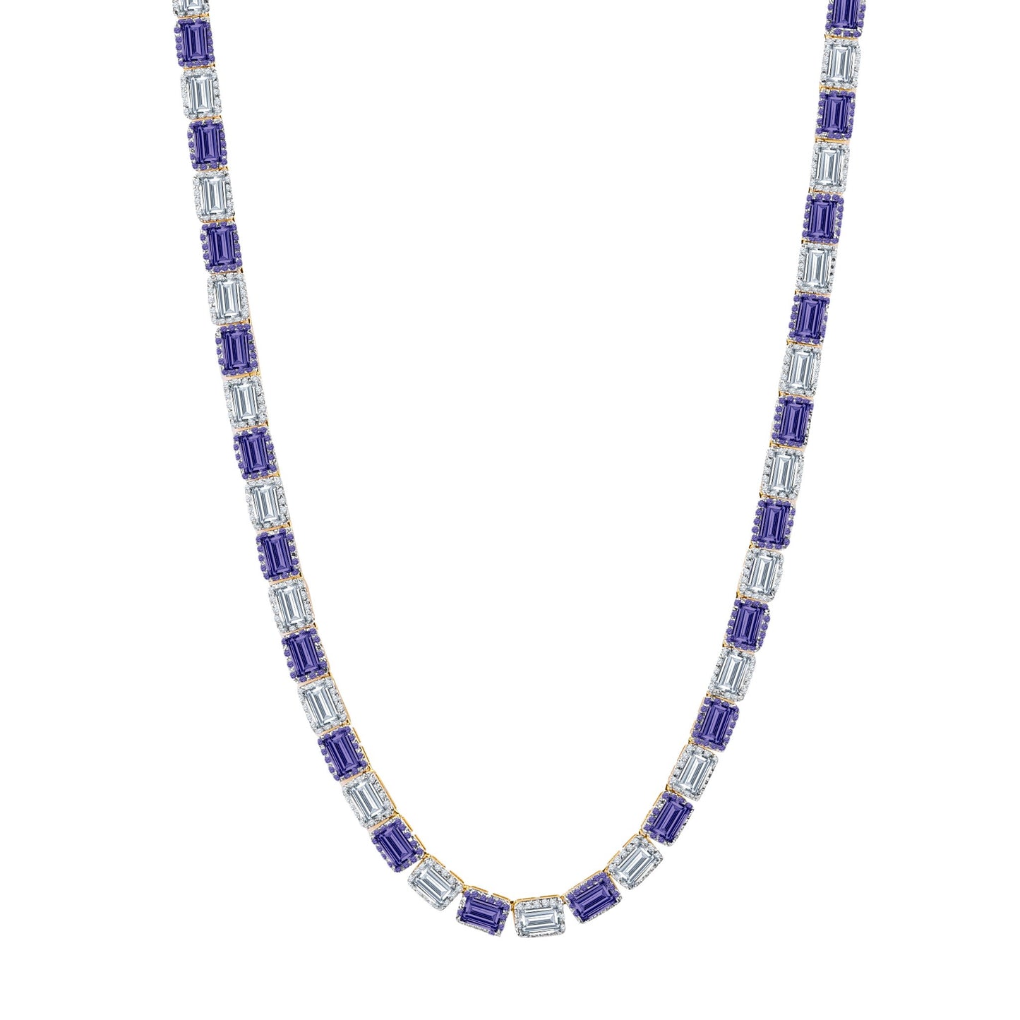 RECT CUT BAGUETTE TENNIS CHAIN // PURPLE X SILVER 6MM