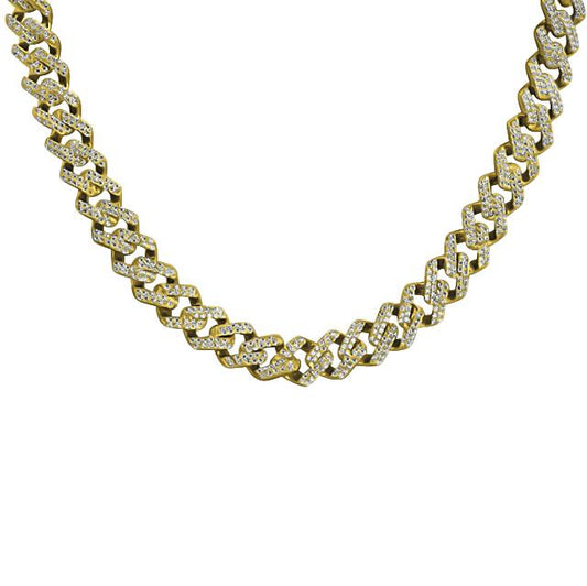 ICED OUT CUBAN CHAIN // YELLOW GOLD 12MM
