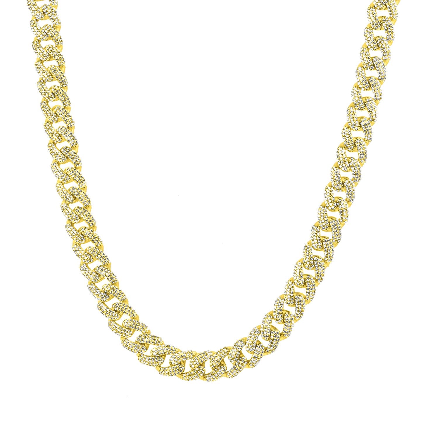10MM ICED MIAMI CUBAN CHAIN IN YELLOW GOLD