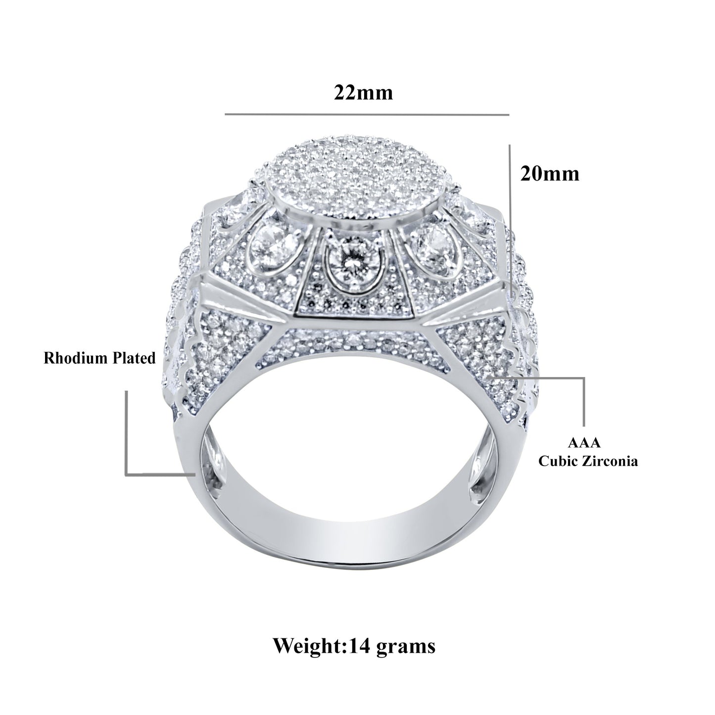 PENTAGON RING // ICED OUT WHITE GOLD