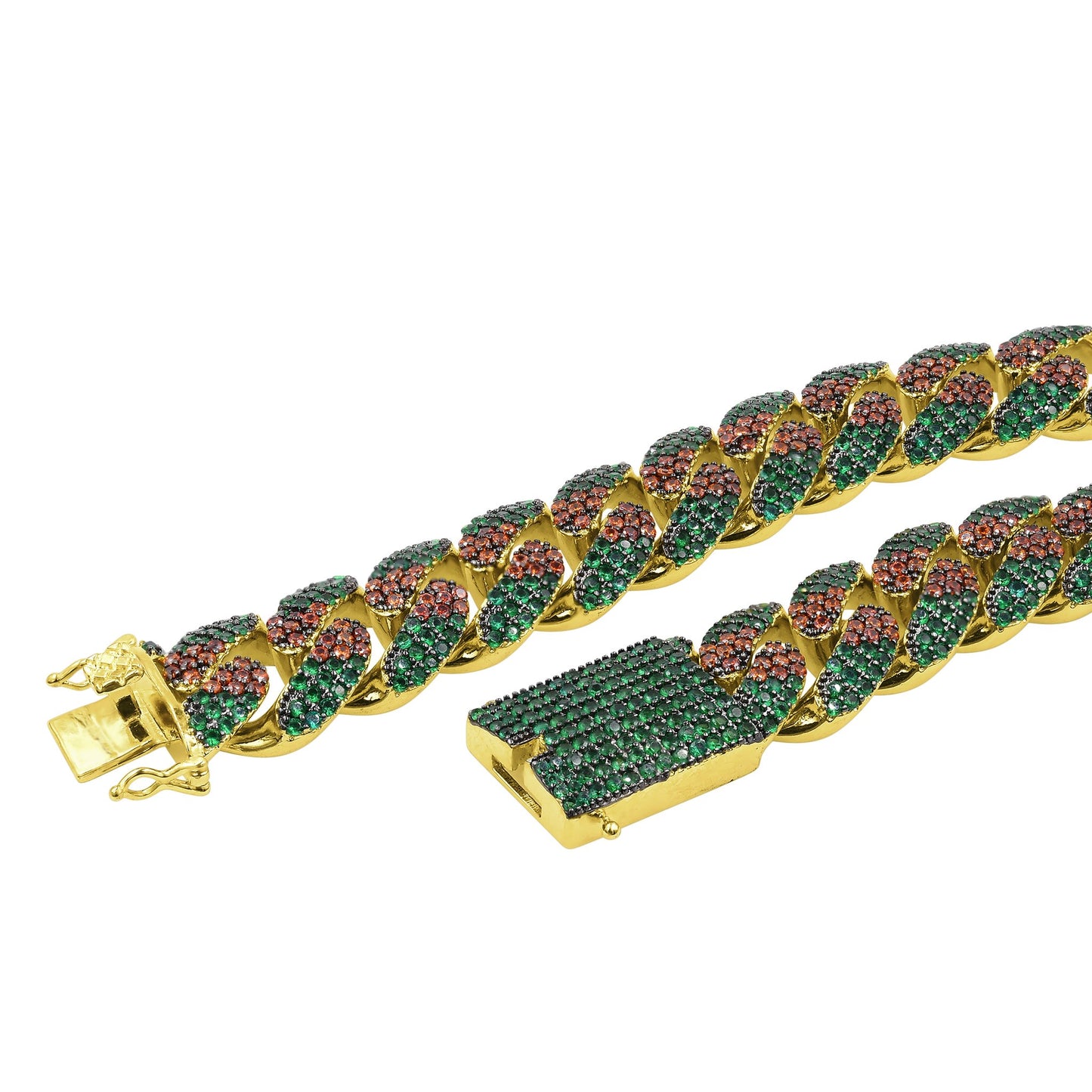 ICED CUBAN CHAIN // GREEN X RED 18MM