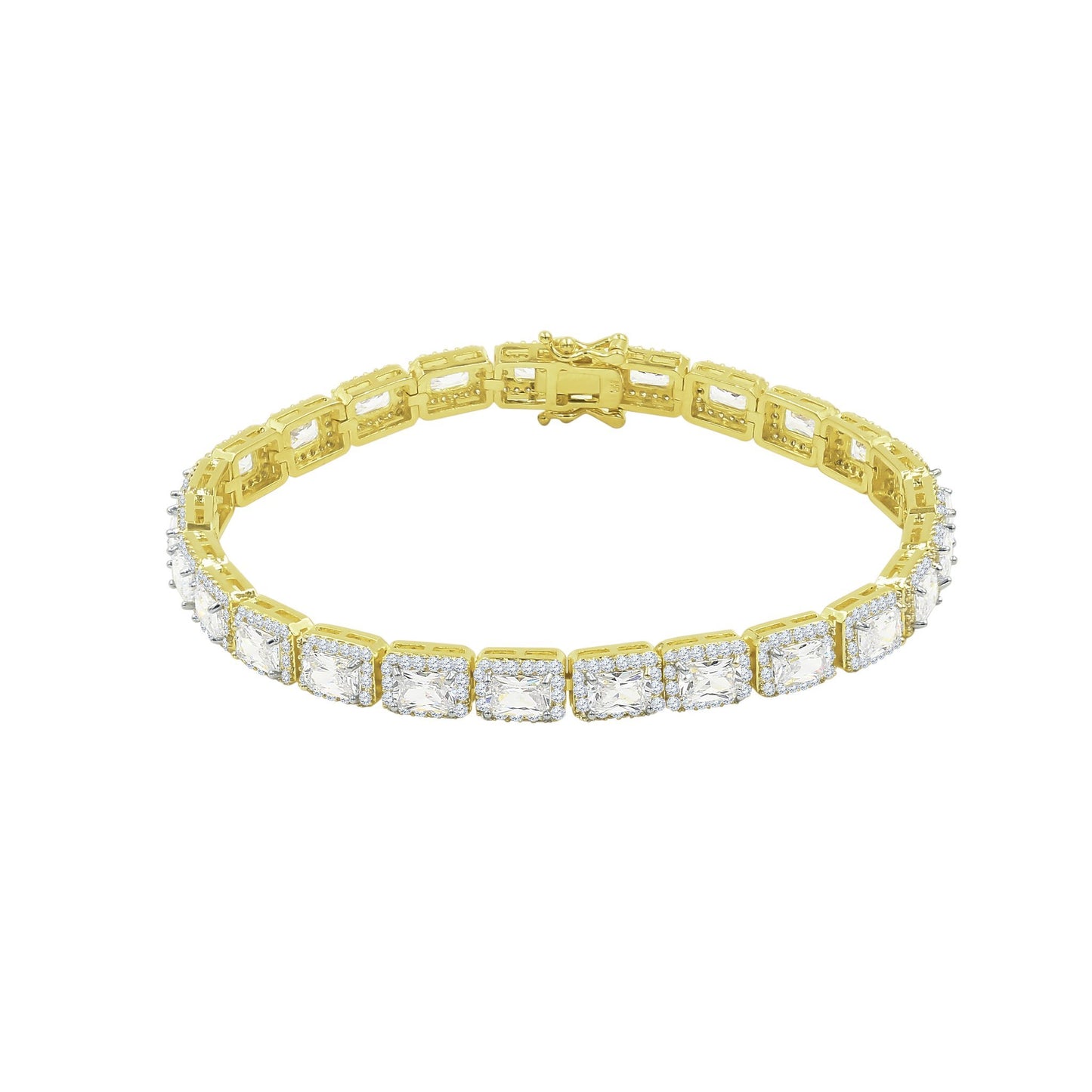 RECTANGULAR BAGUETTE TENNIS BRACELET // YELLOW GOLD 6MM