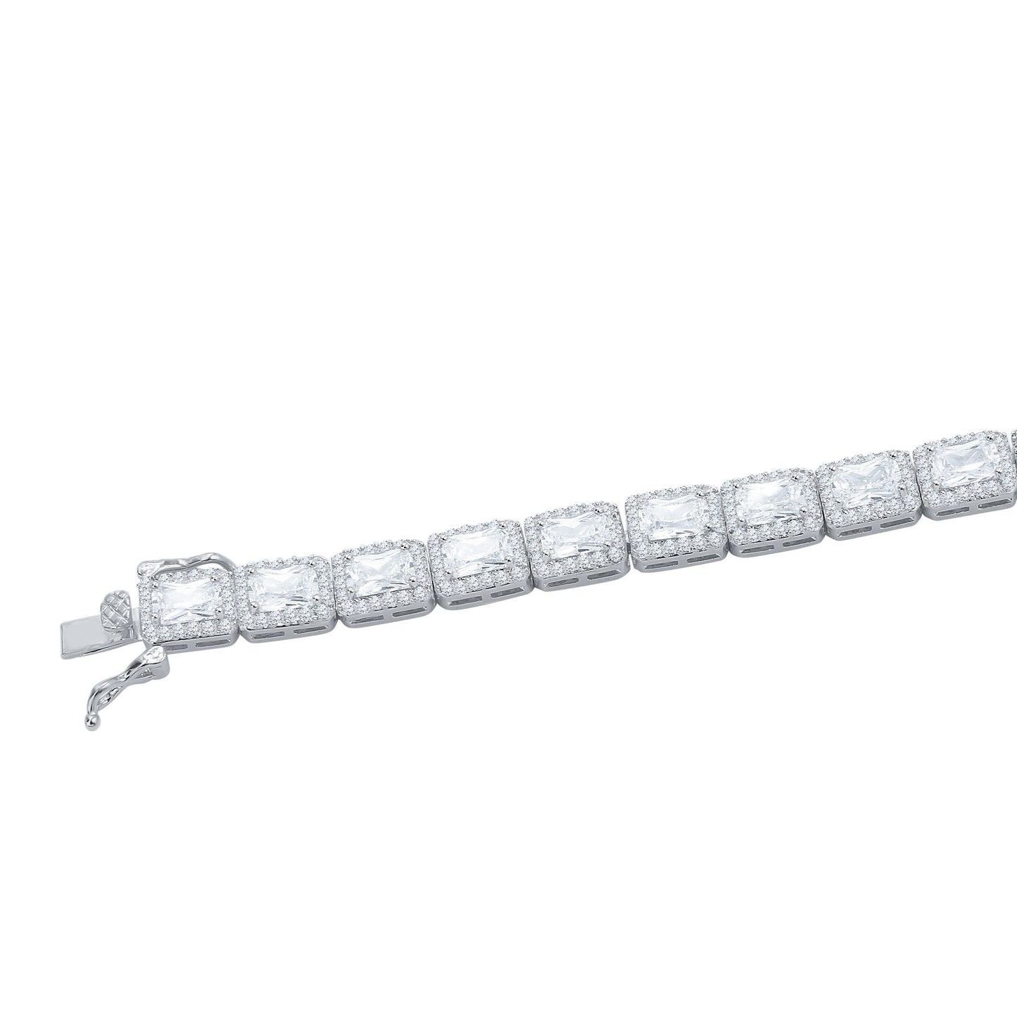 RECTANGULAR BAGUETTE TENNIS BRACELET // WHITE GOLD 6MM