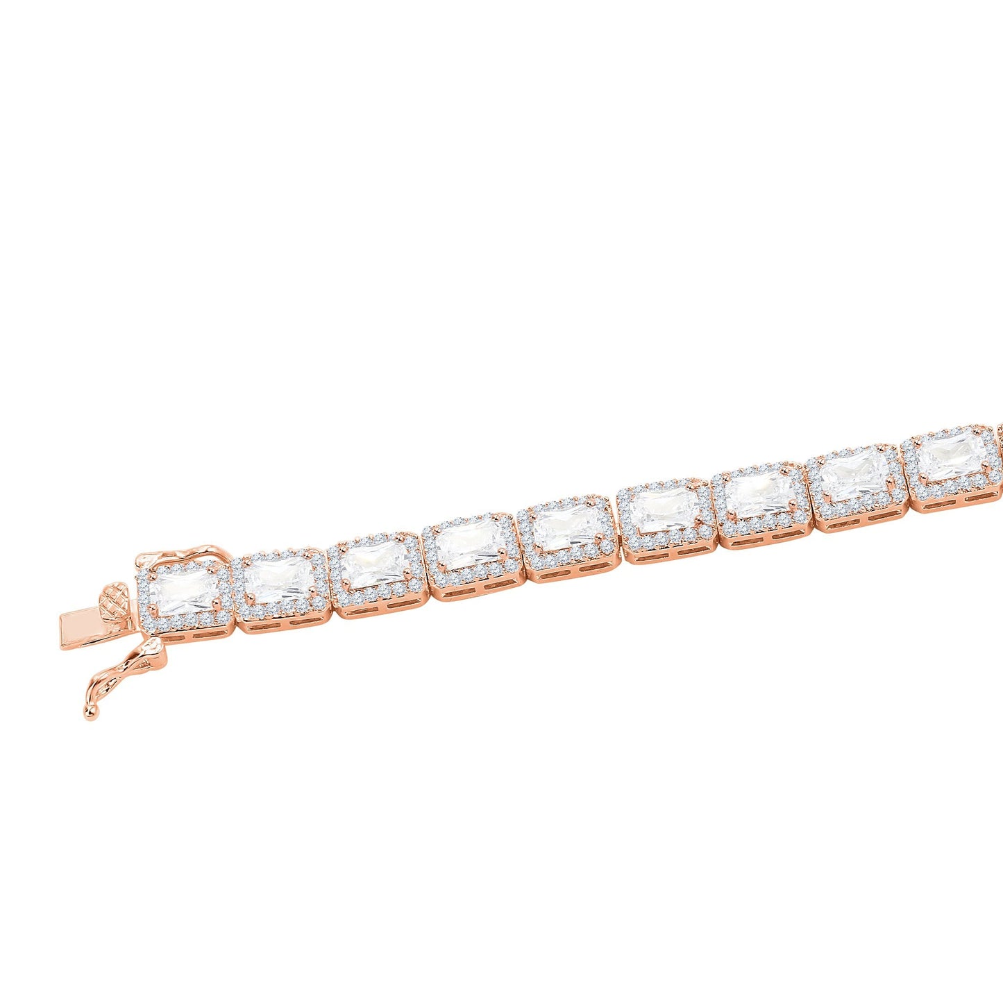 RECT CUT BAGUETTE TENNIS BRACELET // ROSE GOLD 6MM
