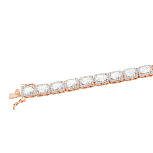 RECT CUT BAGUETTE TENNIS BRACELET // ROSE GOLD 6MM