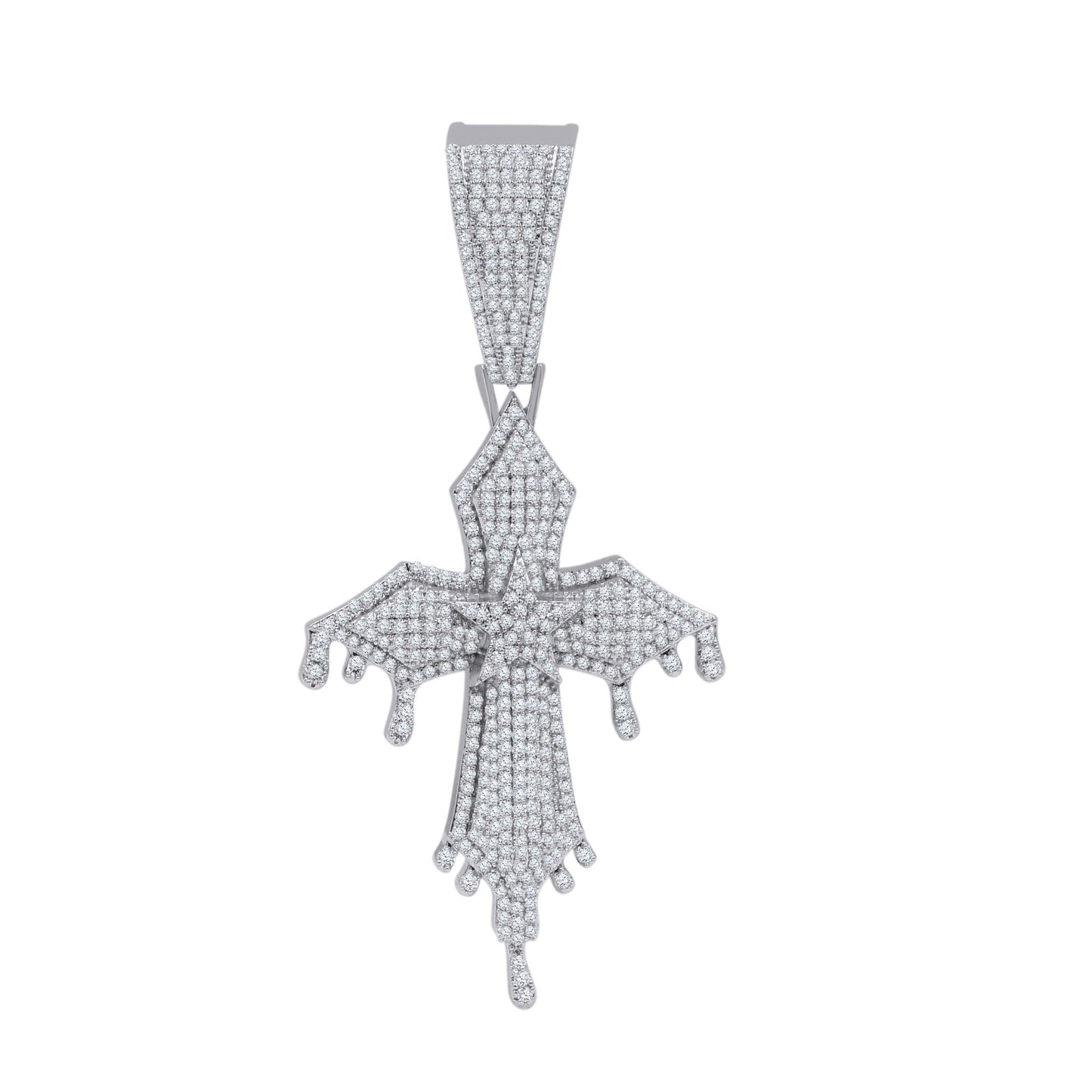 DRIP CROSS PENDANT // WHITE GOLD