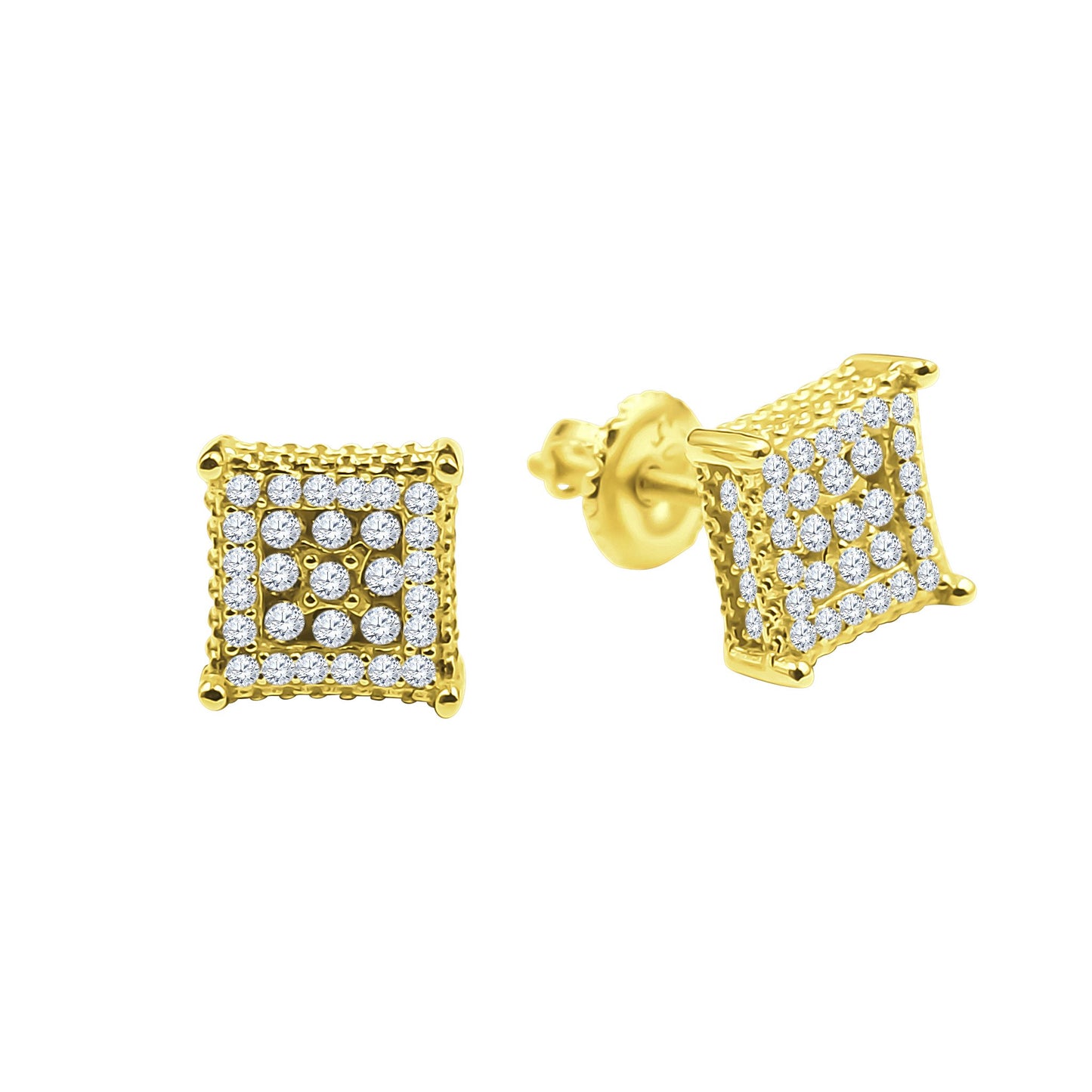 ICED SQUARE // YELLOW GOLD EARRINGS