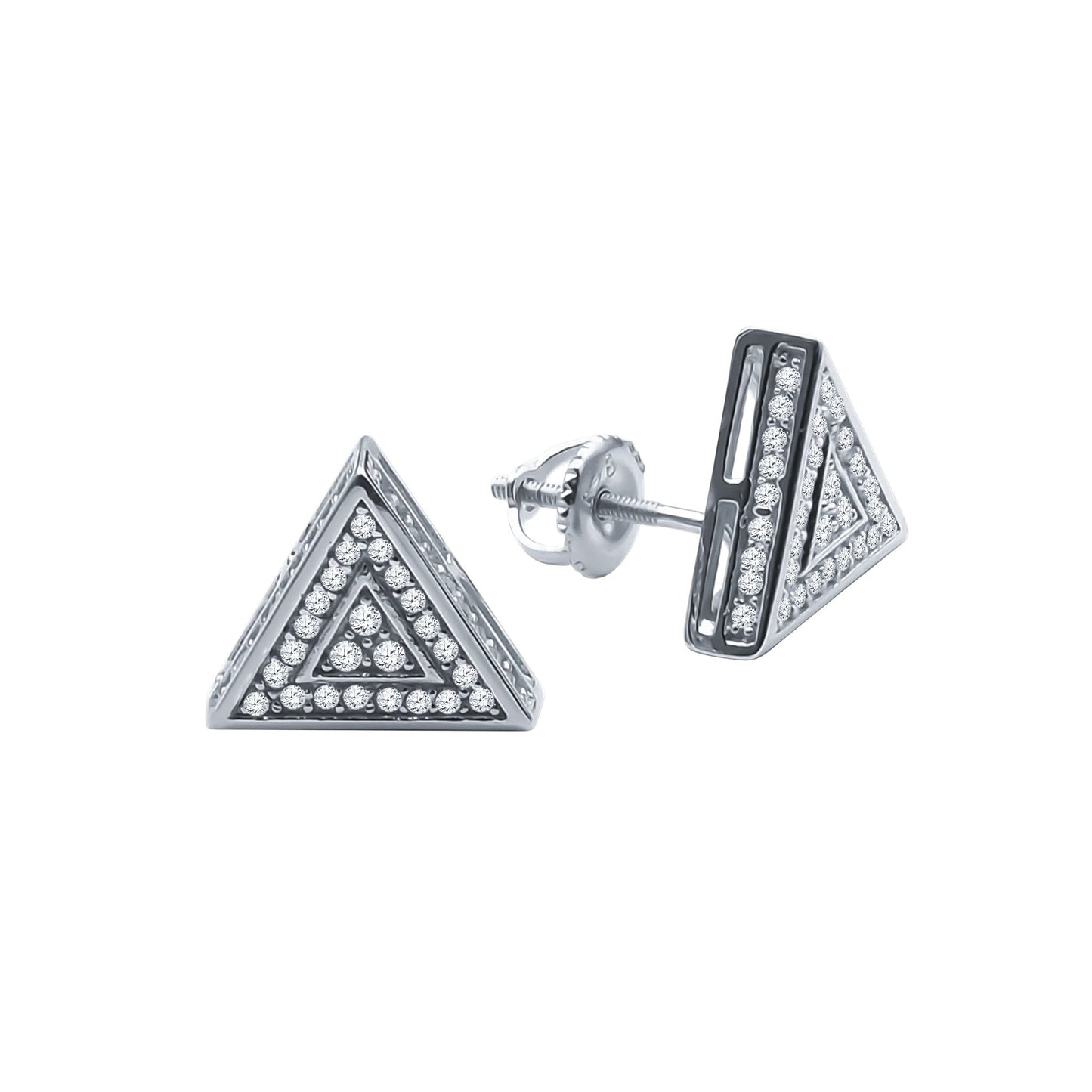 ICED TRIANGLE // WHITE GOLD EARRINGS