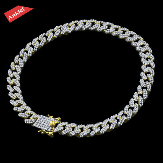 ICED MIAMI CUBAN ANKLET // YELLOW GOLD 8MM