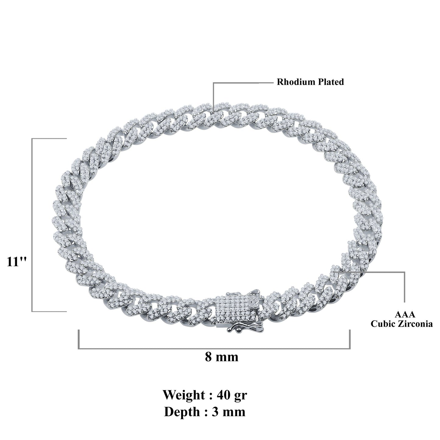 ICED OUT MIAMI CUBAN ANKLET // WHITE GOLD 8MM