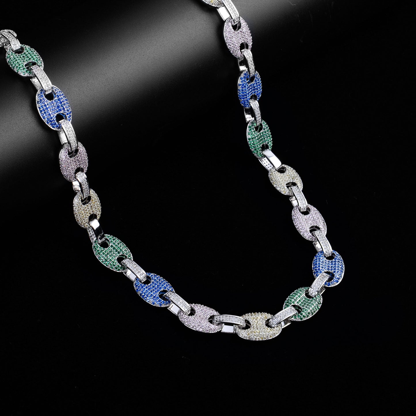 ICED OUT "WHALER" GUCCI LINK CHAIN // MULTICOLOR