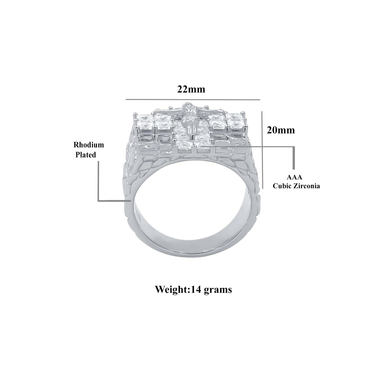 JESUS BEDDED RING // WHITE GOLD